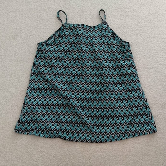 Green and Black Chevron Spaghetti Strap Blouse - Picture 2 of 5